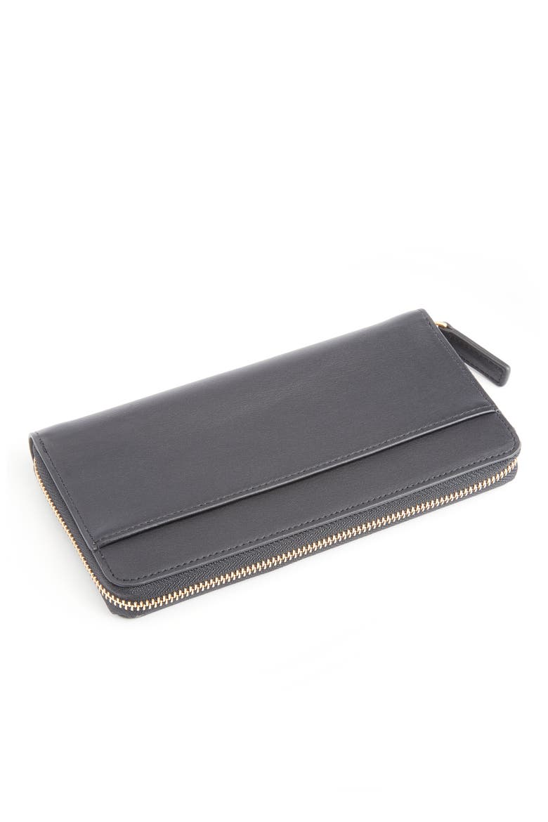 Personalized Continental RFID Leather Zip Wallet, Alternate, color, BLACK - GOLD FOIL