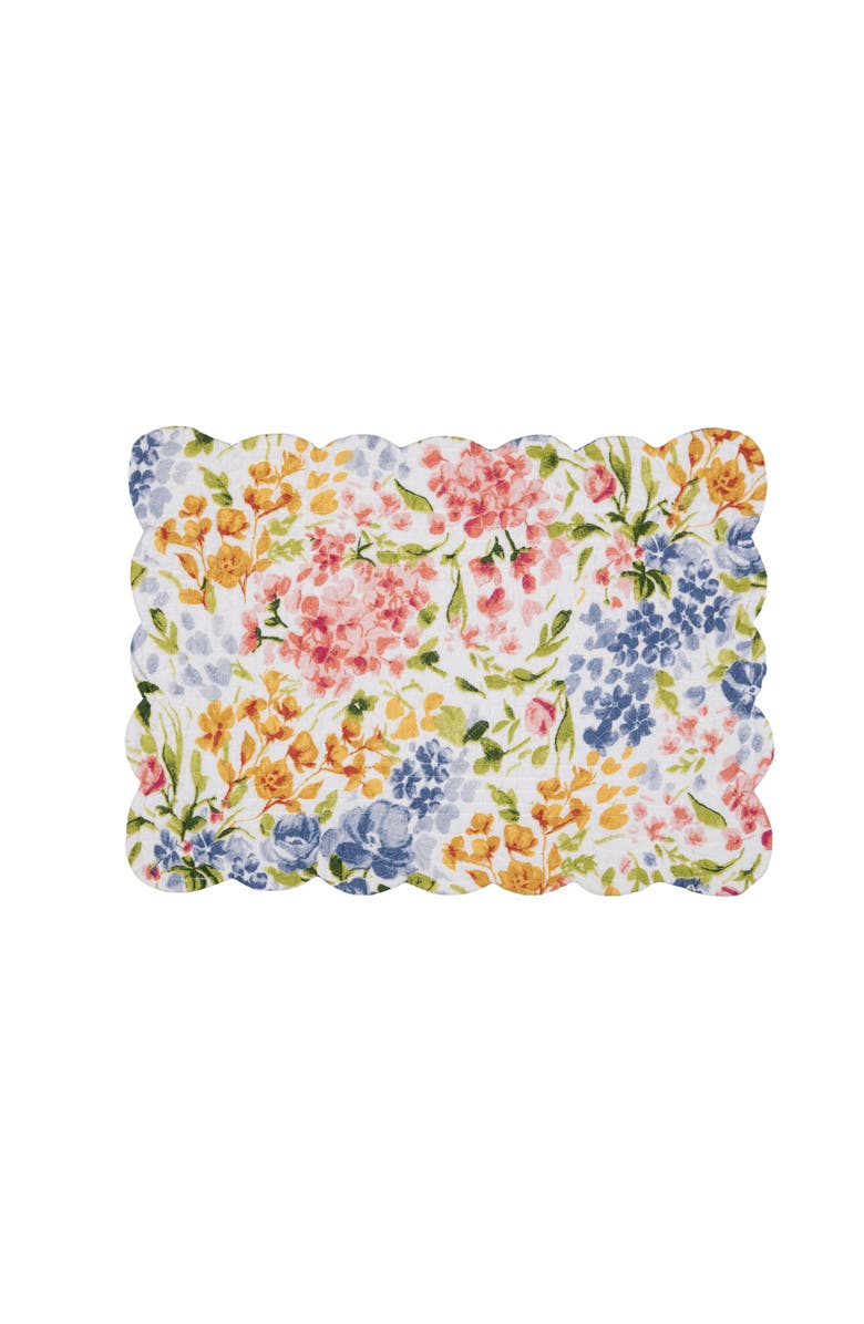 C&F Home Florian Watercolor Flowers 100% Cotton Set of 6 Placemats 13" x 19", Alternate, color, Blue
