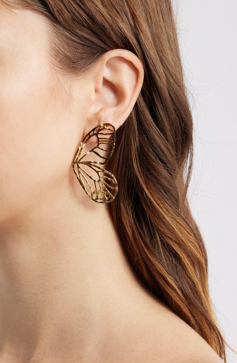 Kiara by Ki-ele Sai Butterfly Wing Statement Drop Earrings, Alternate, color, Gold
