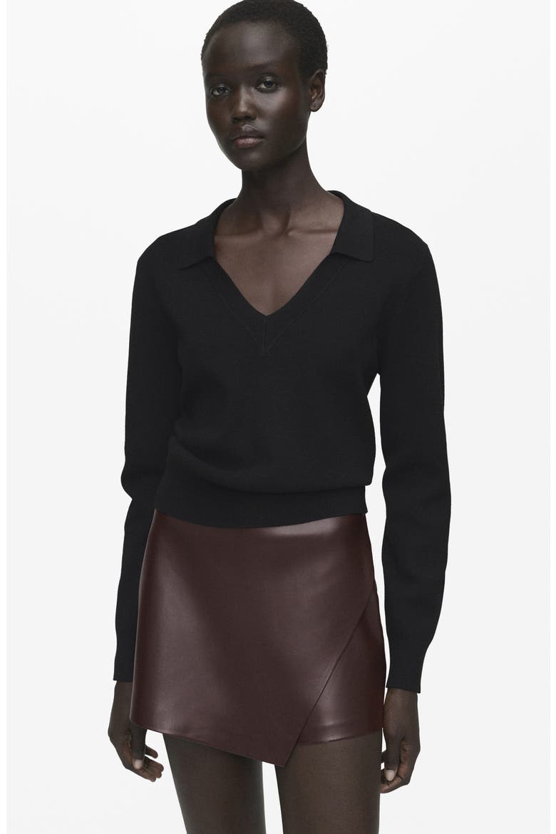 Wrap Faux Leather Skort, Alternate, color, CHOCOLATE