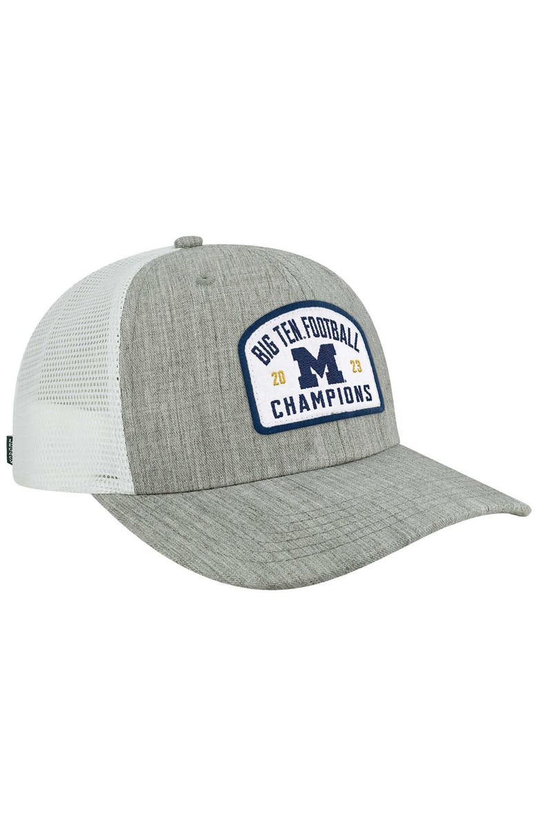 LEGACY ATHLETIC Men's Legacy Athletic  Heather Gray Michigan Wolverines 2023 Big Ten Football Conference Champions Adjustable Trucker Hat, Main, color, 