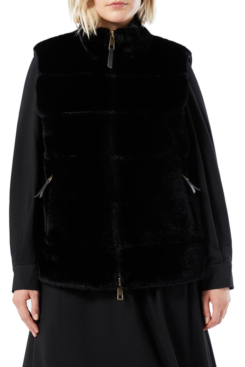 Disegno Reversible Faux Fur Vest, Main, color, BLACK