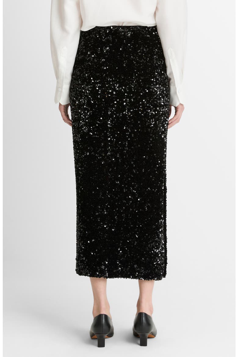 Sequin Velvet Skirt, Alternate, color, BLACK
