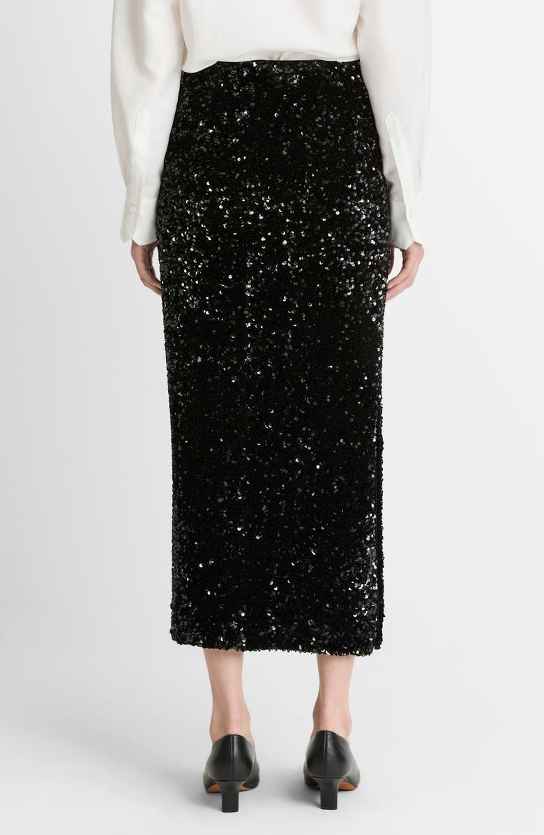 Vince Sequin Velvet Skirt, Alternate, color, Black