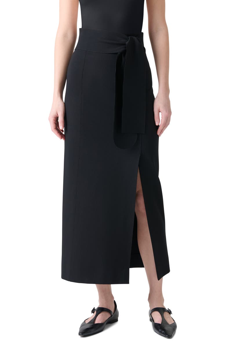 Akris punto Faux Wrap Midi Skirt, Main, color, Black