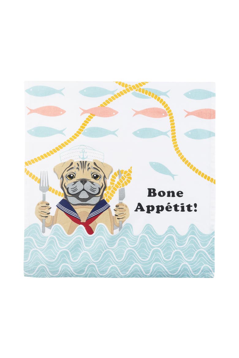 Nauti Dogs/Pug Galley Chef Dishtowel, Main, color, White