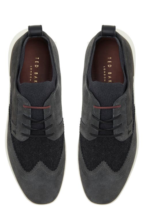 Ted Baker London Halton Sock Fit Wingtip Derby In Charcoal