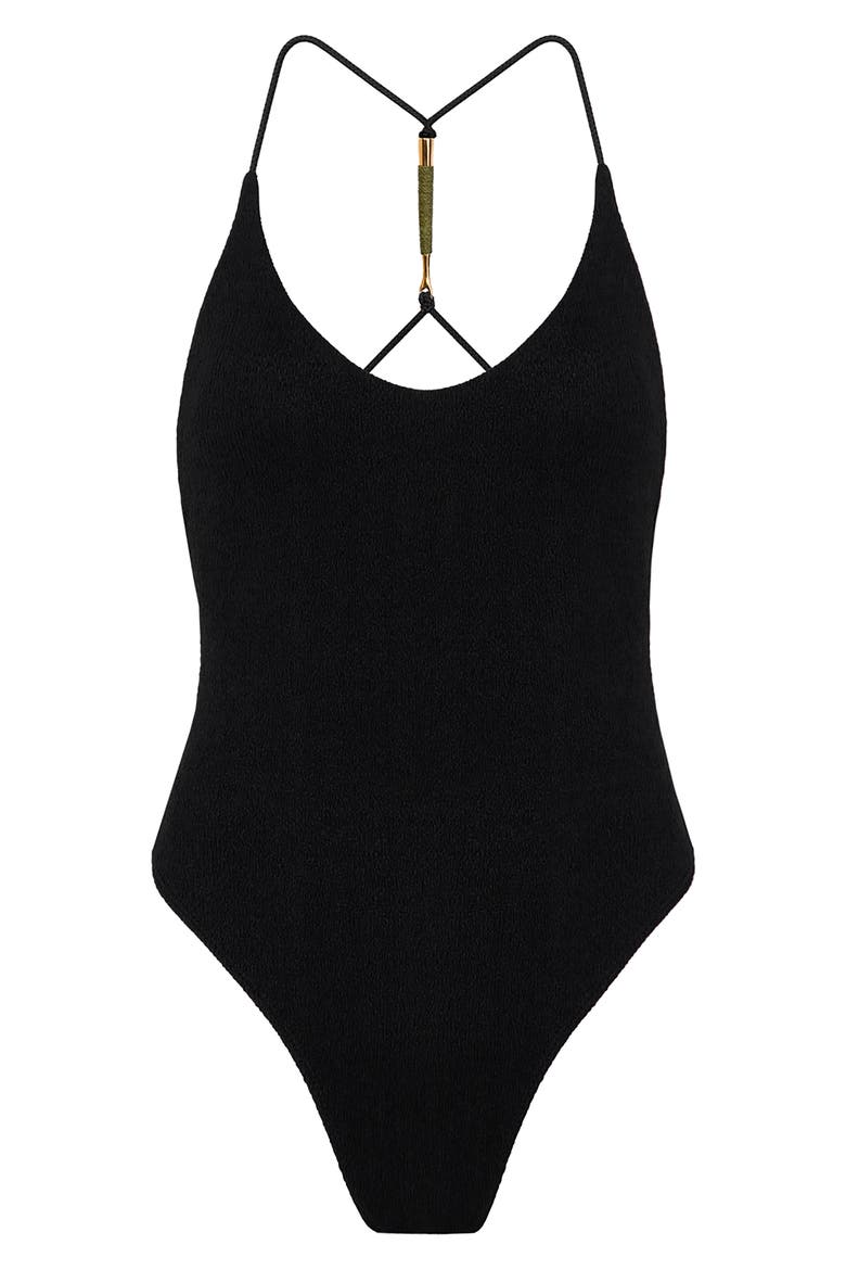 Mabel Racerback One-Piece Swimsuit, Alternate, color, BLACK