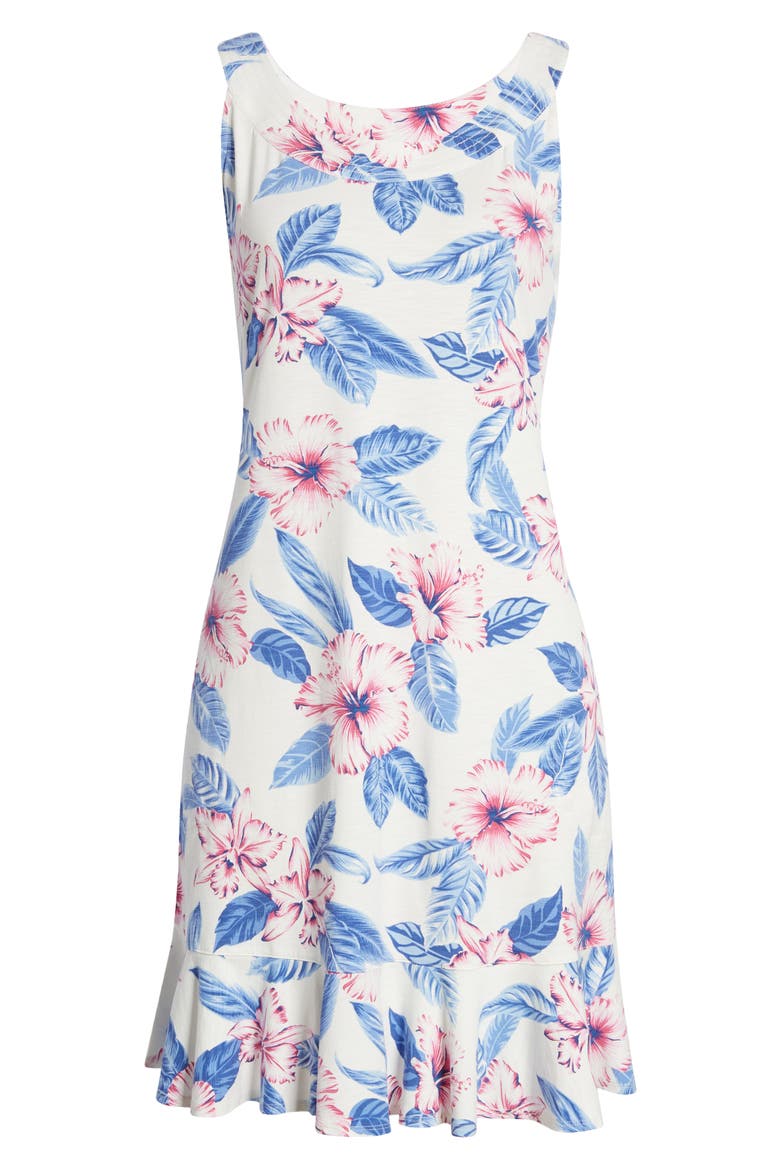 Tropical Blooms Cotton Blend Sheath Dress, Alternate, color, COCONUT