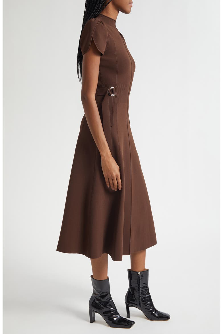 Compact Rib Midi Dress, Alternate, color, DARK CHOCOLATE