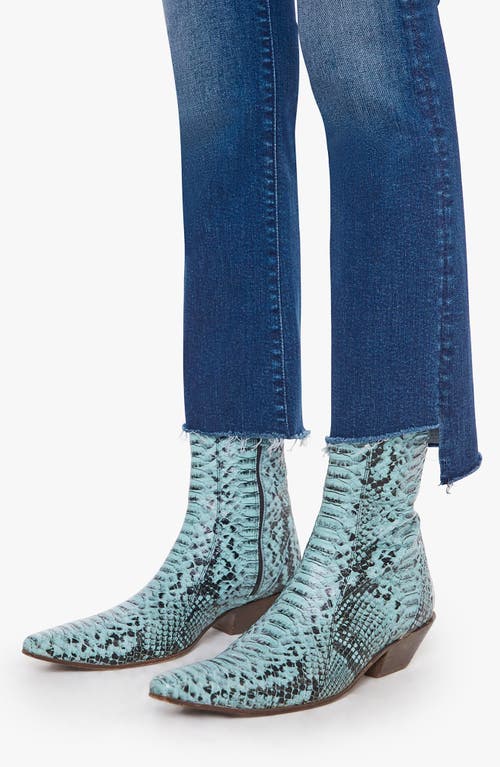 Mother The Insider High Waist Step Frayed Hem Crop Jeans In Blue