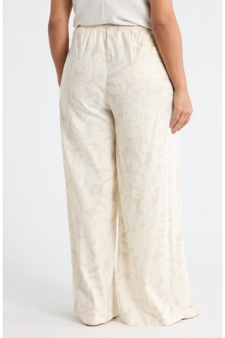 Wide Leg Linen Blend Pants, Alternate, color, IVORY- BEIGE FIRA BLOOM