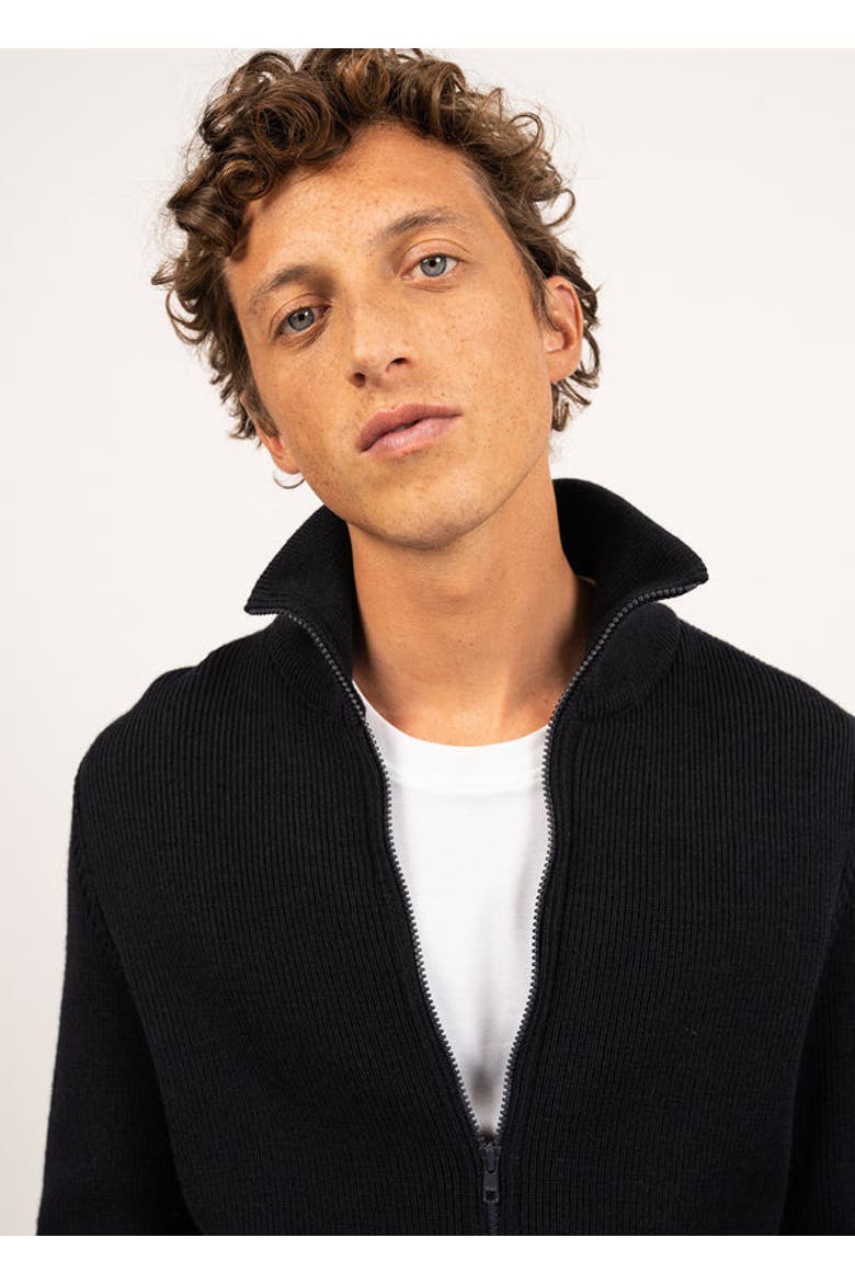 QUIBERON - High Collar Knit Jacket, Alternate, color, Navy