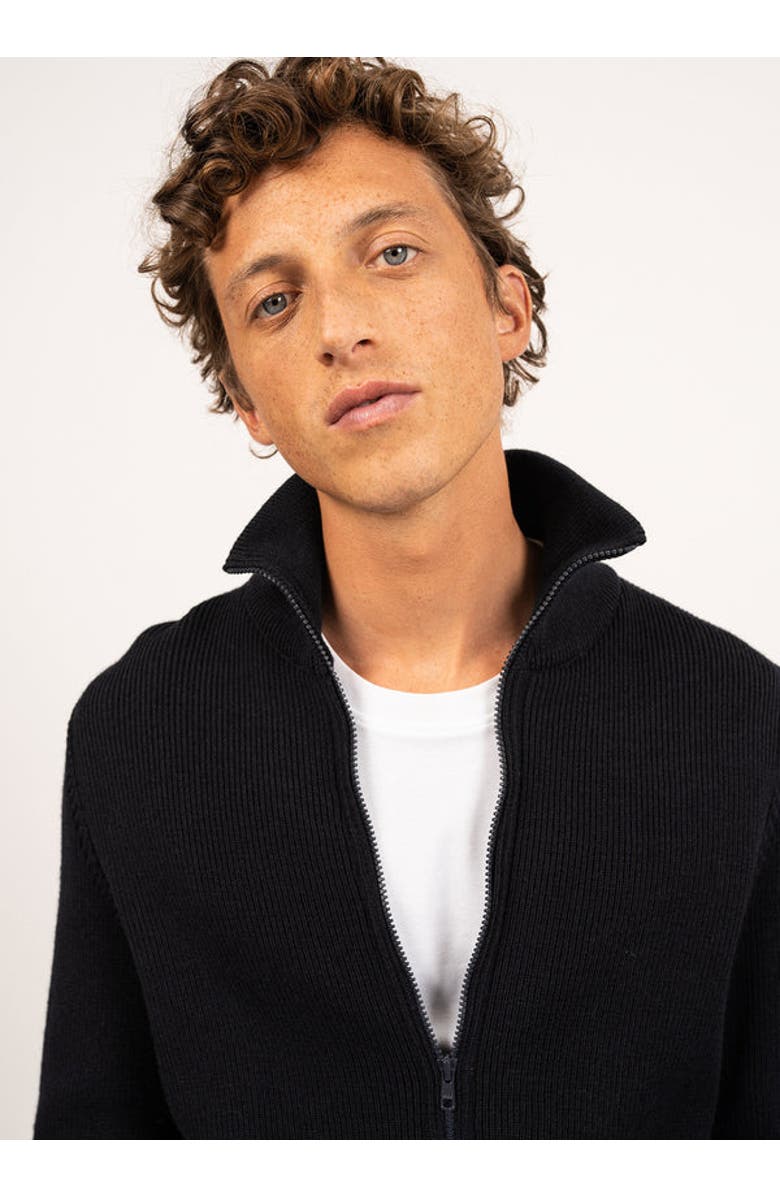 Saint James QUIBERON - High Collar Knit Jacket, Alternate, color, Navy