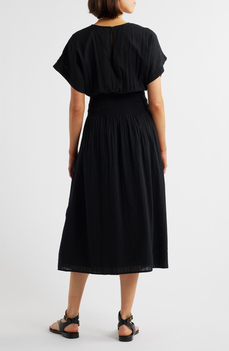 Madewell Stripe Smocked Waist Seersucker Dress, Alternate, color, 