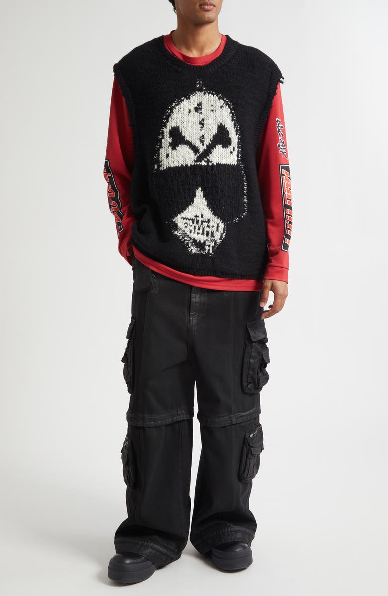 LU'U DAN Oversize Sweater Vest, Alternate, color, Renegade Man / Black