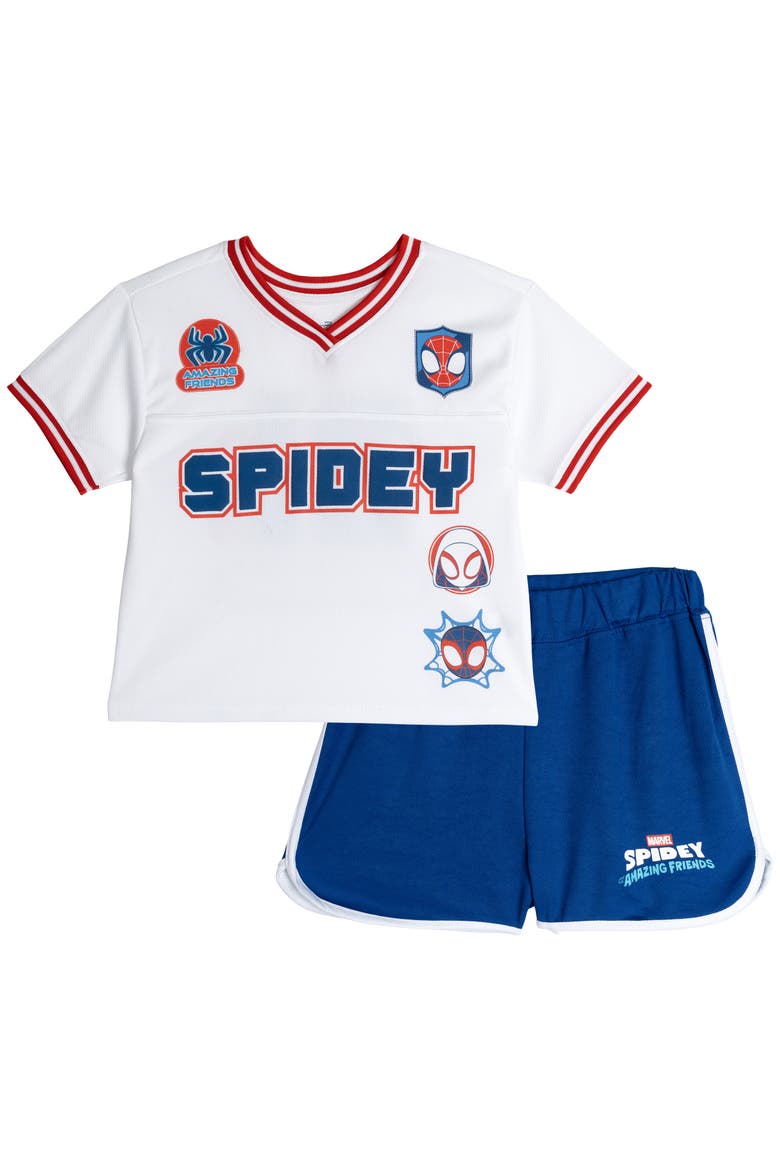 Spidey and His Amazing Friends Athletic 2-Piece T-Shirt and Shorts Set, Main, color, Spidey White Blue