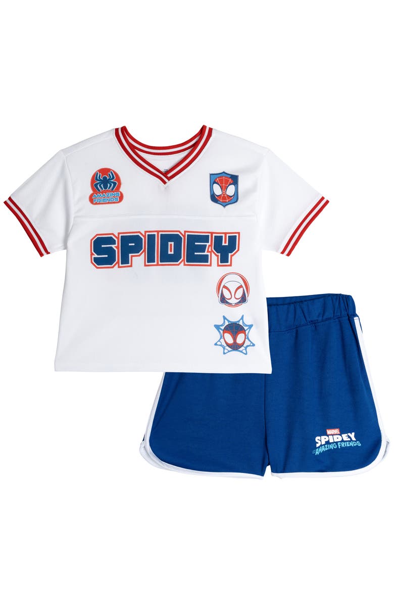 Marvel Spidey and His Amazing Friends Athletic 2-Piece T-Shirt and Shorts Set, Main, color, Spidey White Blue