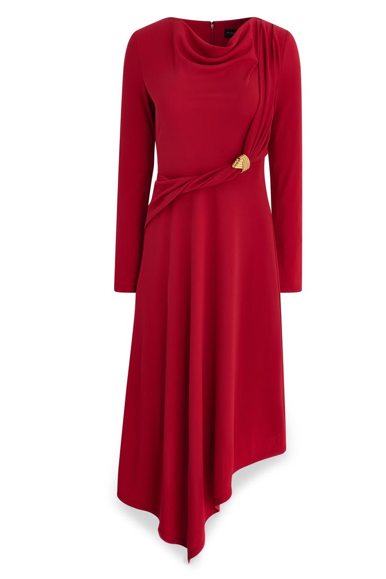 Long Sleeve Asymmetric Dress, Alternate, color, RED