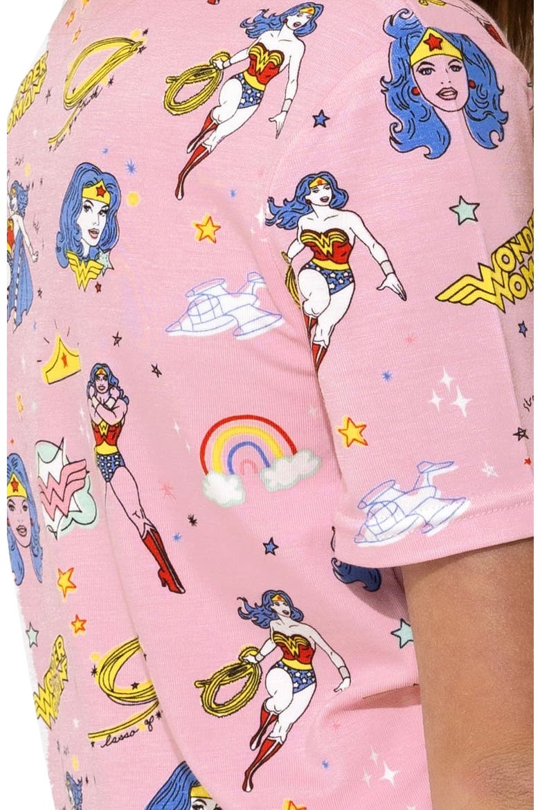 Wonder Woman Kids 2-Piece Short Sleeve & Shorts Pajama Set, Alternate, color, Wonder Woman