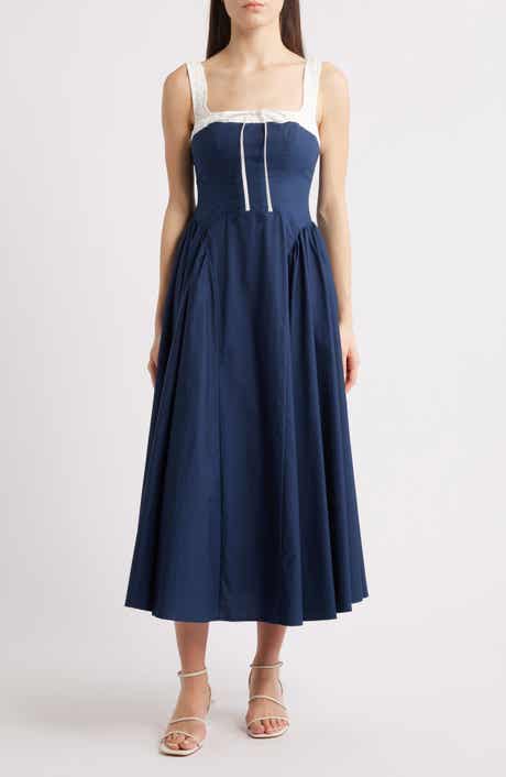 MOON RIVER Colorblock Cotton Midi Dress