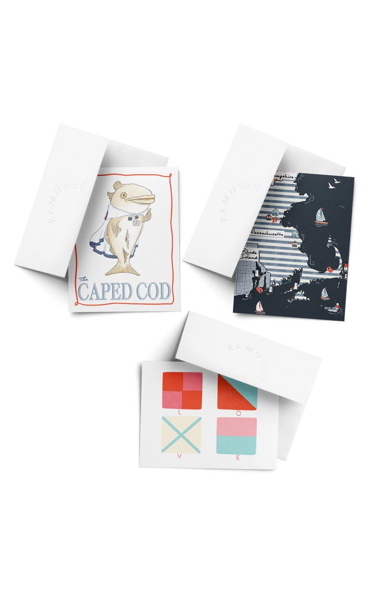 Ramus & Co Everyday Greeting Card Pack Sets (3 ct, Assorted) The Caped Cod, LOVE Nautical Flags, Seacoast MA, Main, color, Multi-Pack