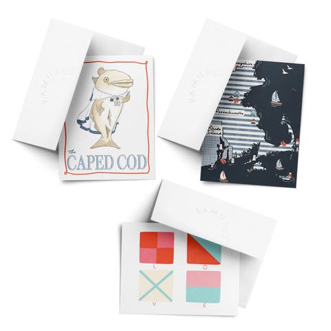 Everyday Greeting Card Pack Sets (3 ct, Assorted) The Caped Cod, LOVE Nautical Flags, Seacoast MA