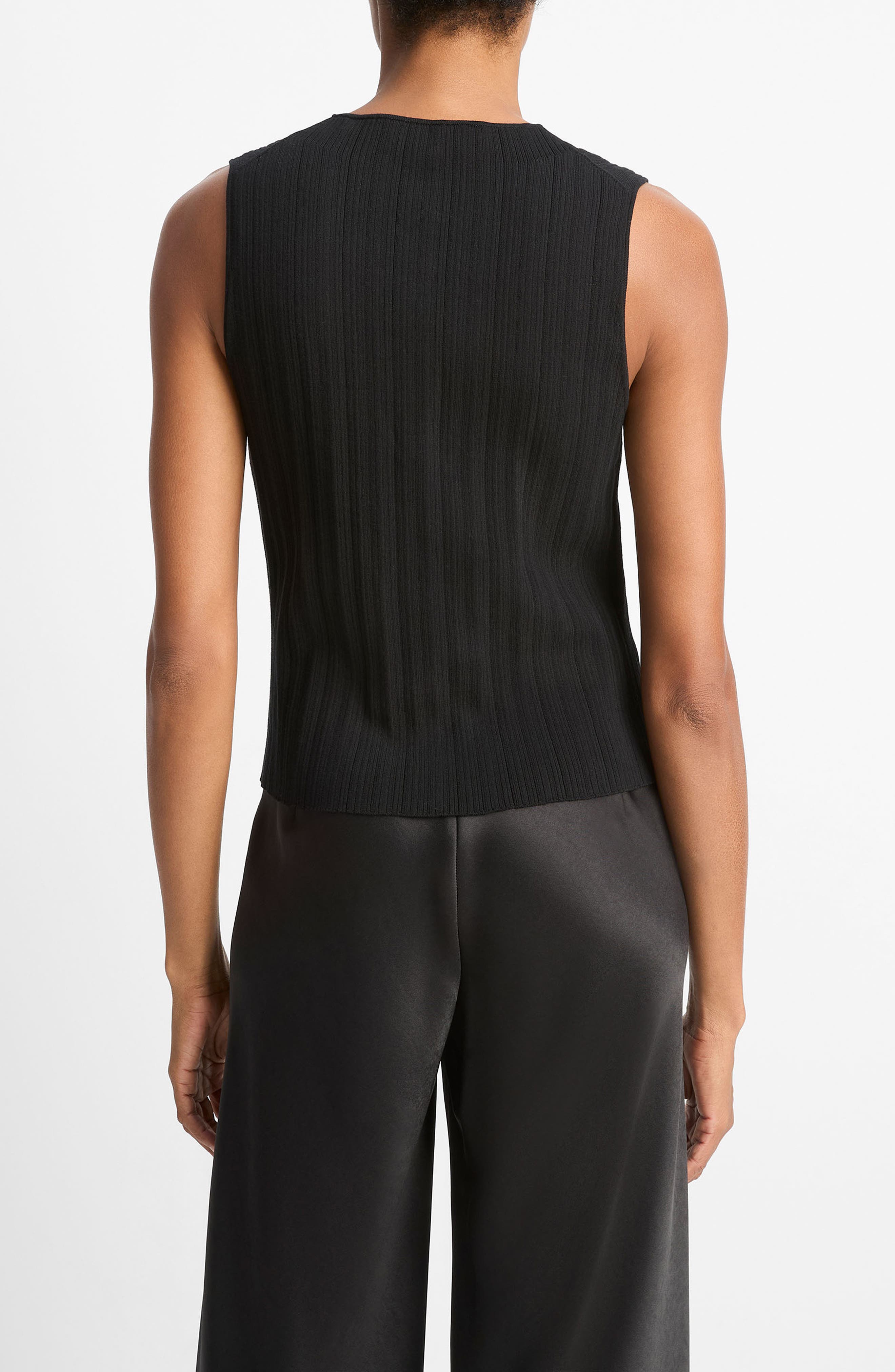 Variegated Rib Sleeveless Cotton Sweater - image 2
