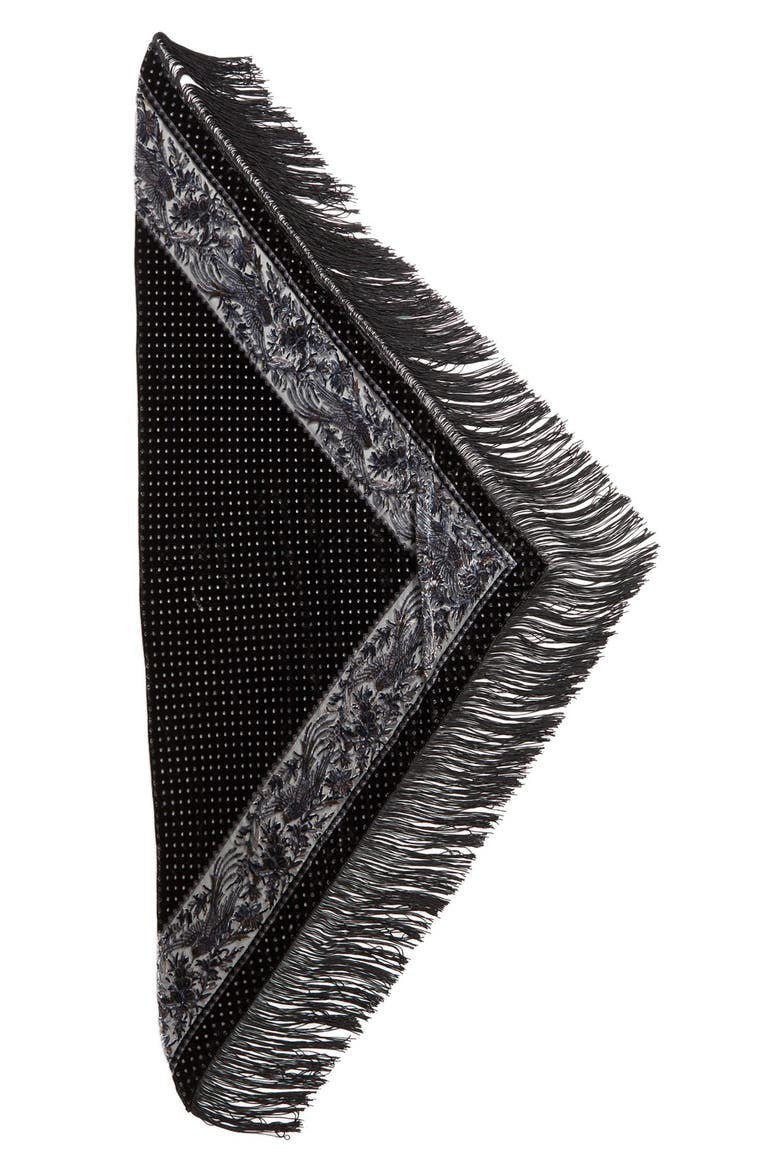 Fringe Triangle Scarf, Alternate, color, ROASTED CASHEW