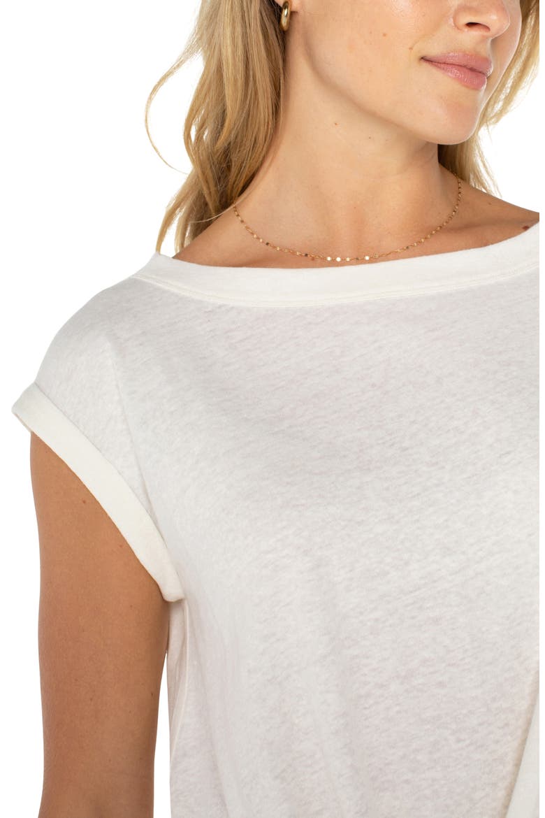 Knot Front Linen Blend T-Shirt, Alternate, color, WHIPPED CREAM