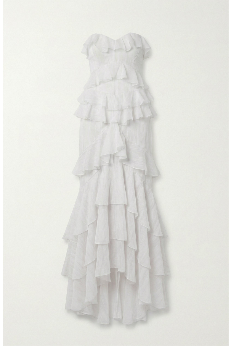Strapless Tiered Ruffle Maxi Dress, Alternate, color, Ivory