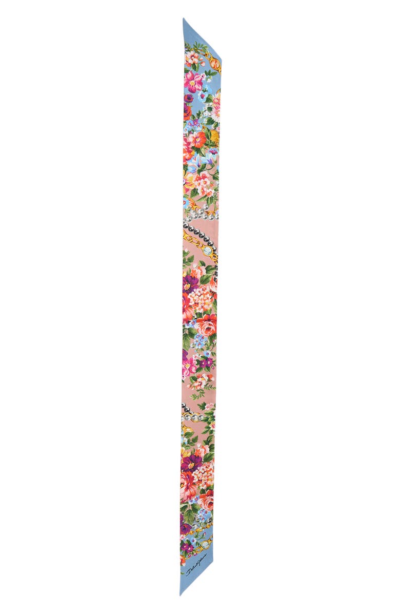 Dolce&Gabbana Floral Print Silk Skinny Scarf, Main, color, Hf5xk Mazzolini Fiori Fros