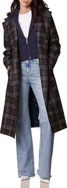 Avec Les Filles Plaid Rain Coat