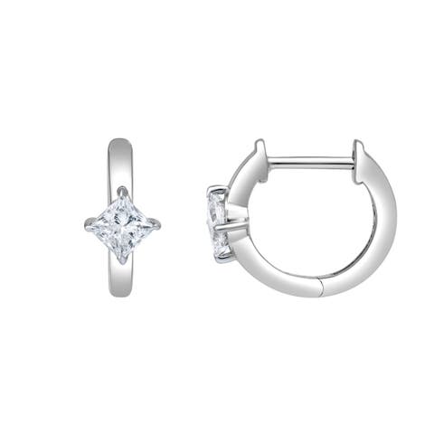 Princess Charm 14K Gold Lab Grown Diamond Huggies -1.00 ct