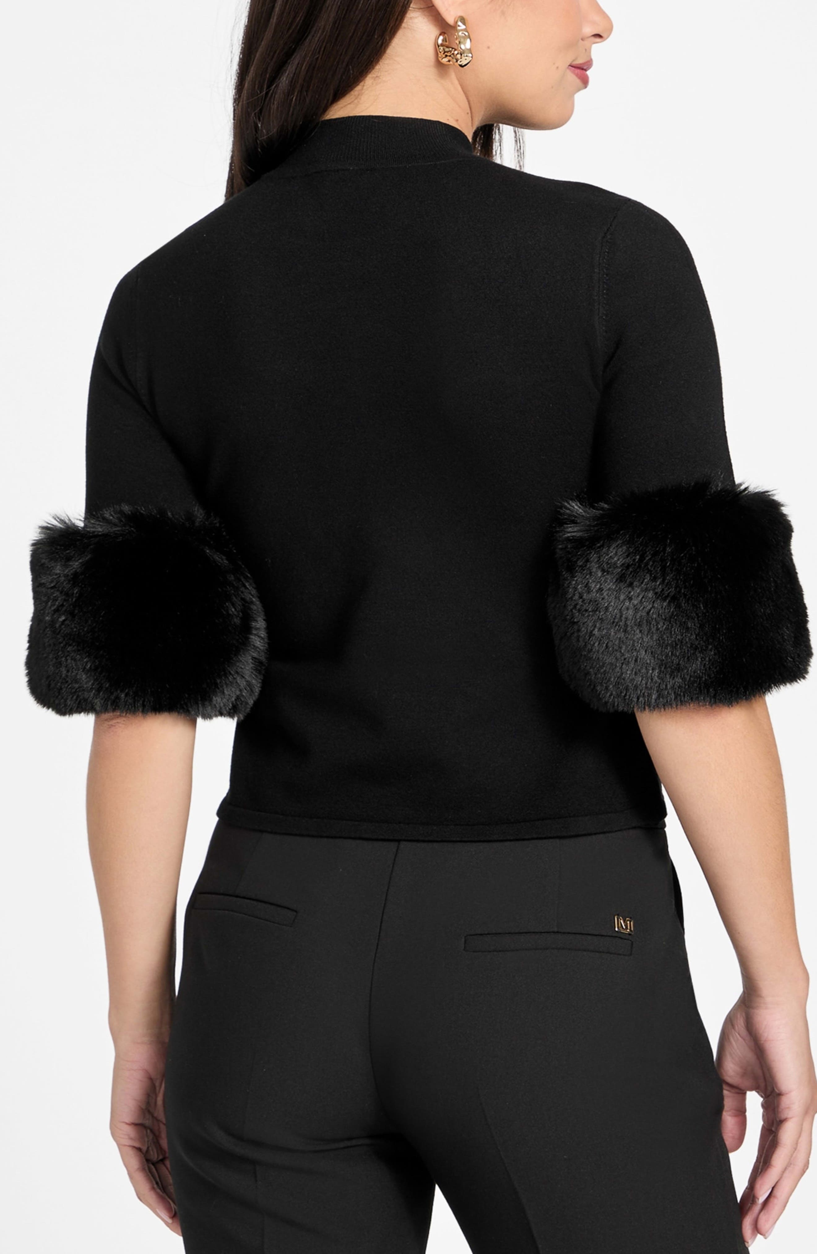 Faux Fur Cuff Festive Sweater - image 2