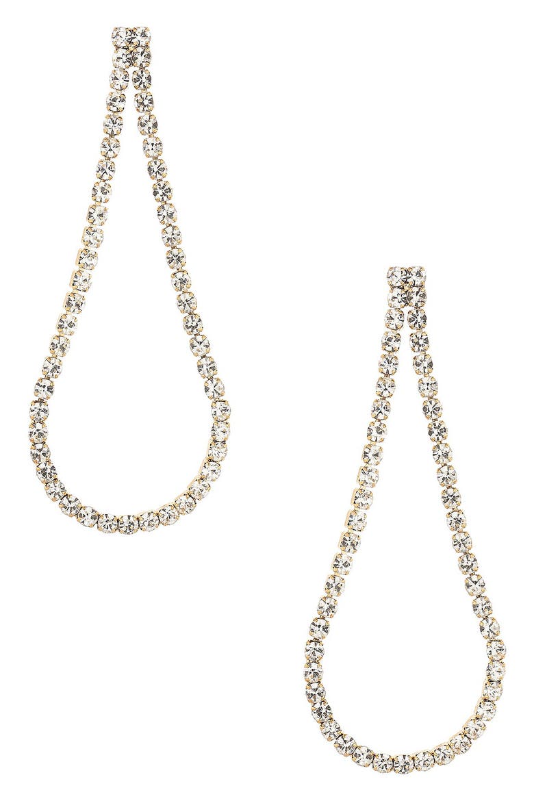 Crystal Teardrop Frontal Earrings, Main, color, GOLD