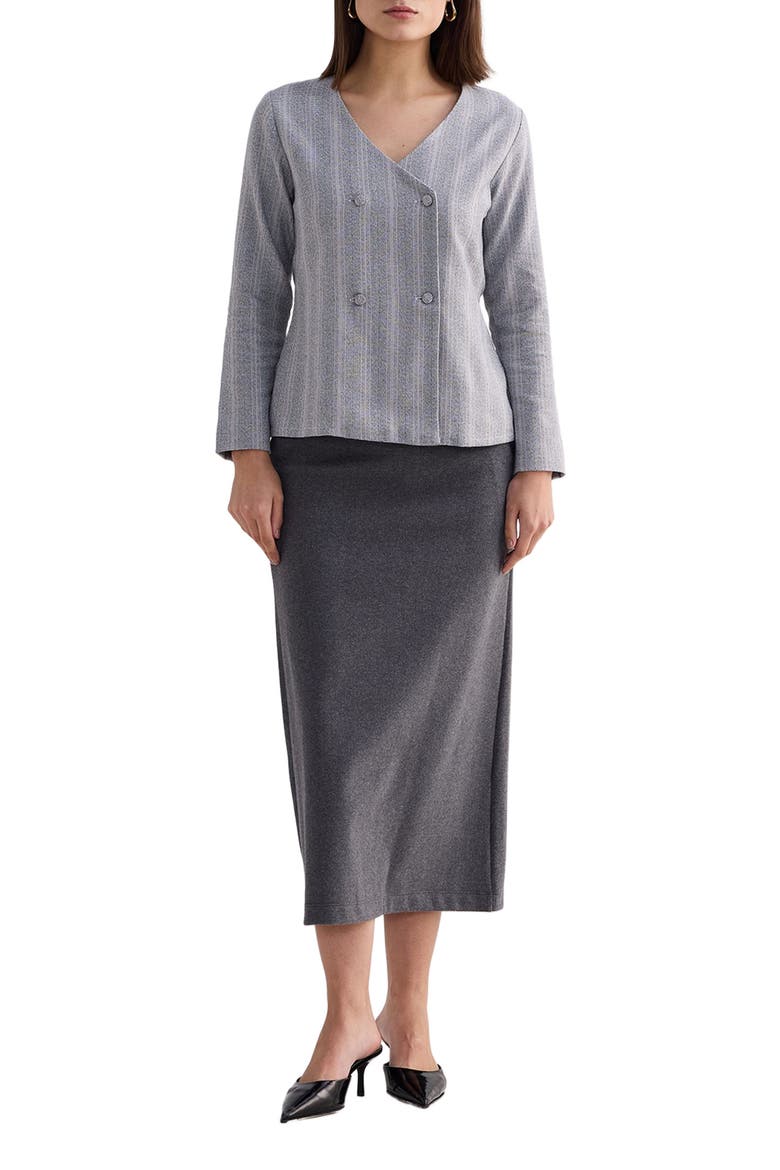 Fitted Cotton Tweed Jacket, Main, color, Steel Breeze