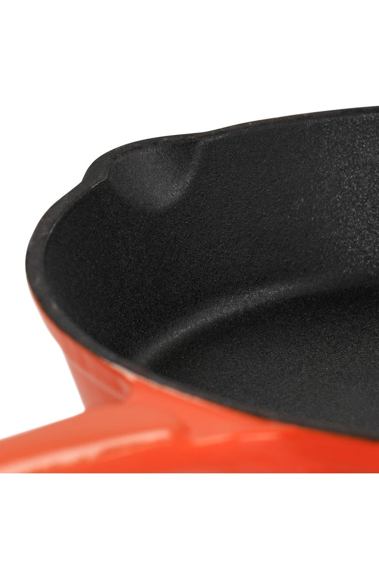 Enameled Round 8 Inch PreSeasoned Cast Iron Frying Pan, Alternate, color, Orange