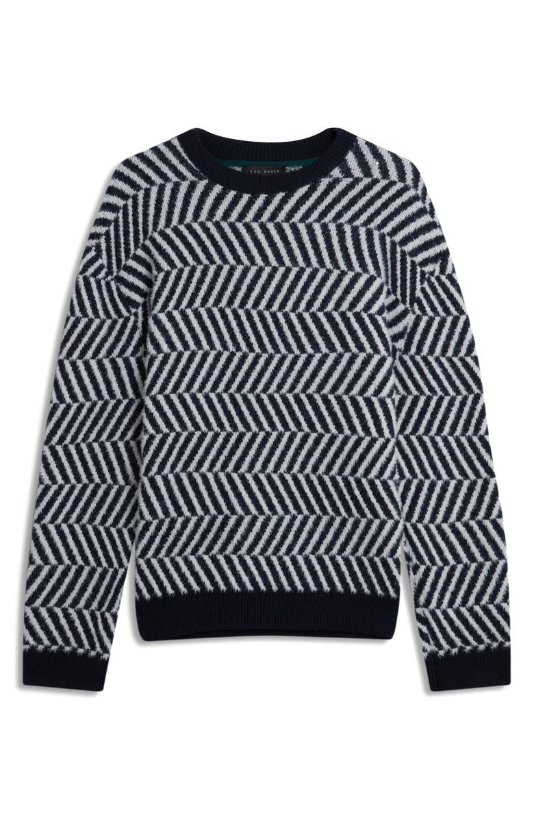 Ted Baker Sergej Zigzag Wool Blend Sweater, Alternate, color, Navy