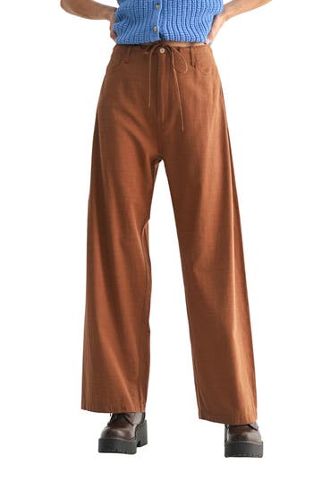 Wishlist Wide Leg Drawstring Pants In Chocolate