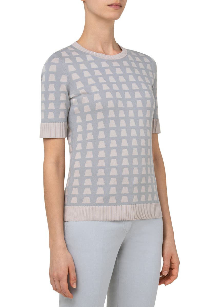Akris Trapezoid Jacquard Cotton Sweater, Alternate, color, 