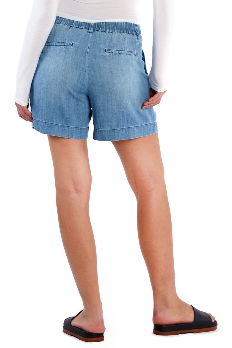 Pleated Chambray Shorts, Alternate, color, DENIM