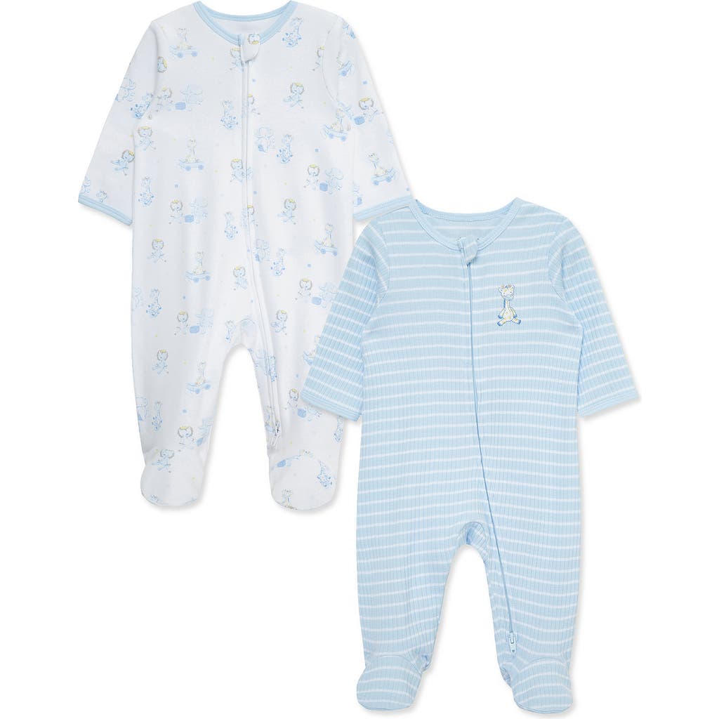Shop Little Me Snuggly 2-pack Assorted Footies In Blue