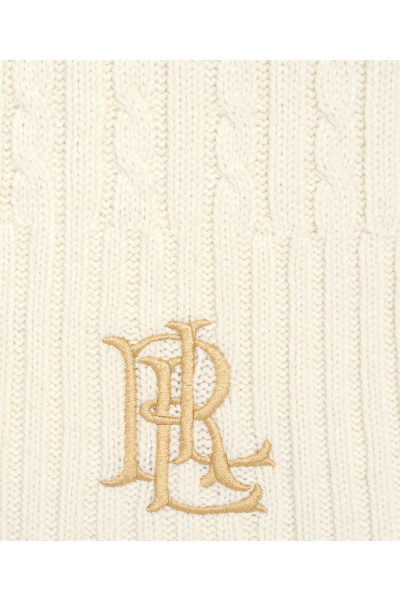 core cable logo scarf, Alternate, color, cream