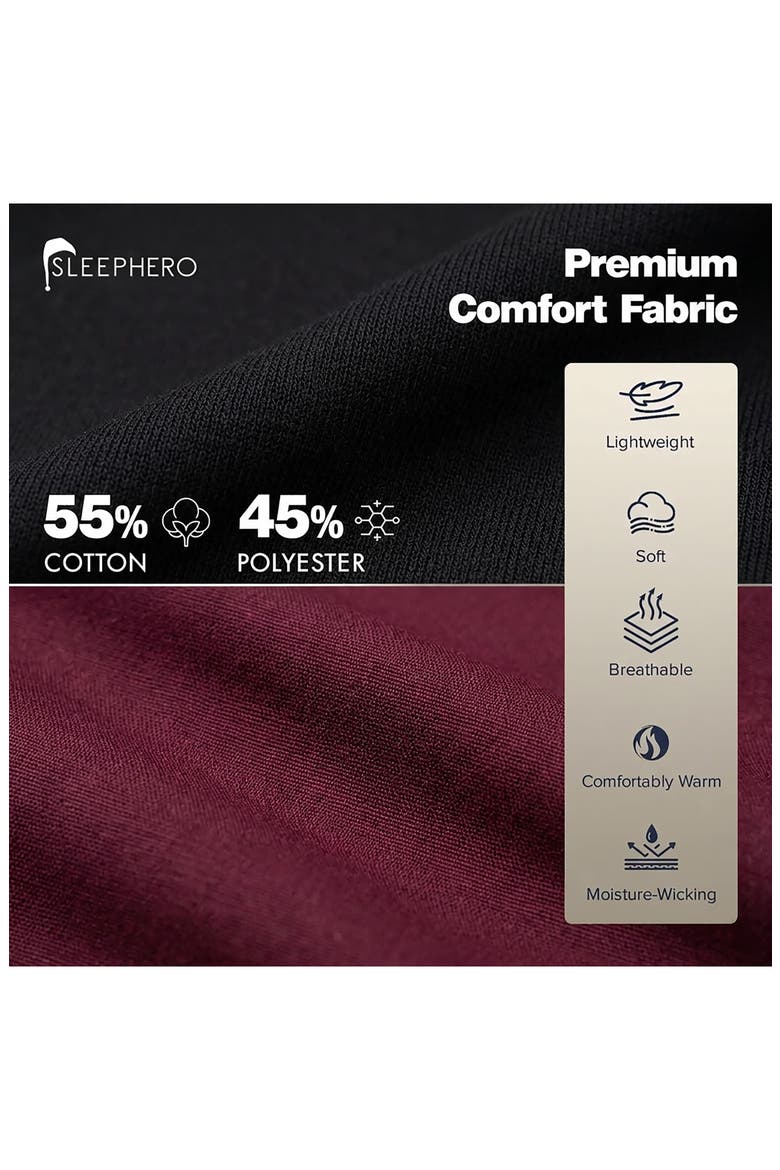 Knit Pajamas, Alternate, color, BLACK WITH BURGUNDY