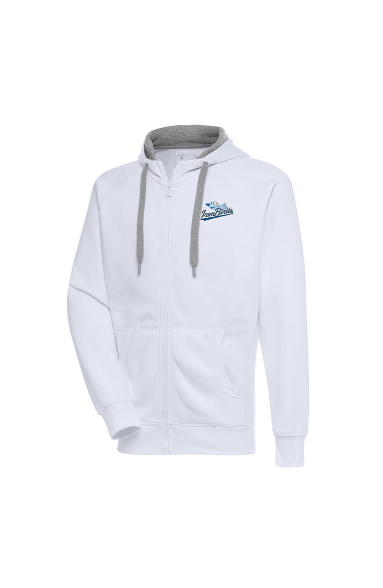 ANTIGUA Men's Antigua  White Aberdeen IronBirds Victory Full-Zip Hoodie, Main, color, 