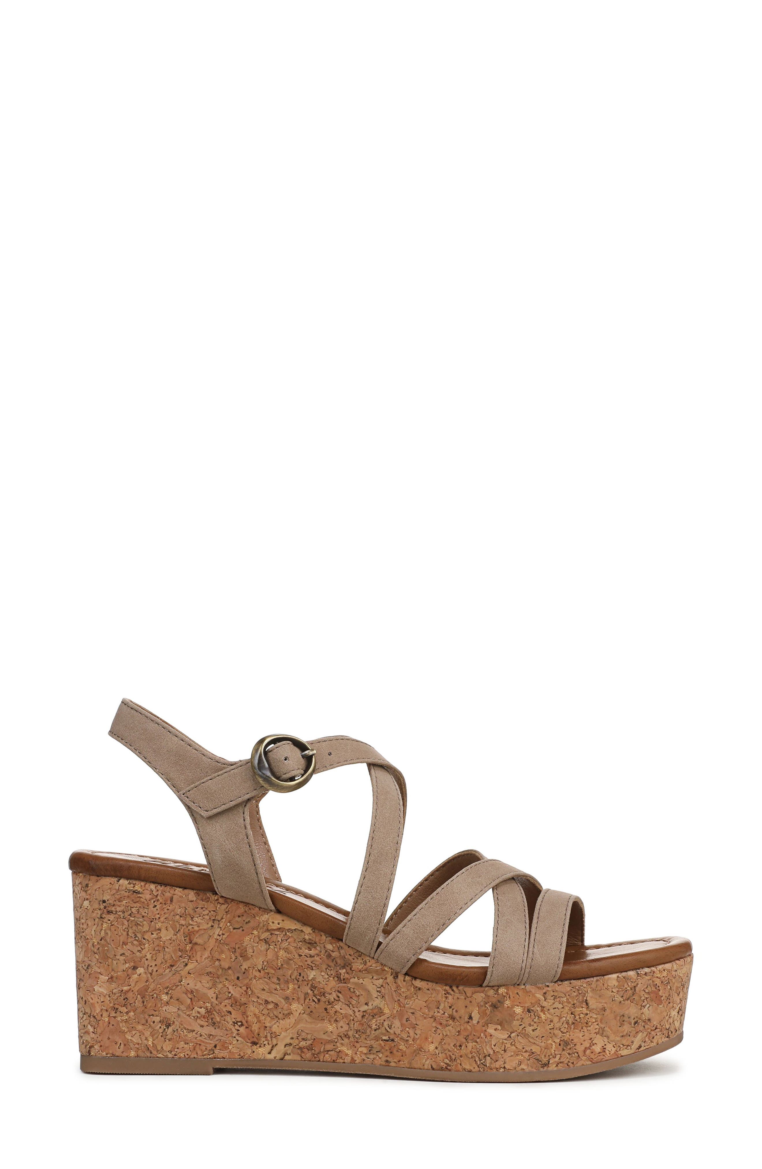 Blowfish Malibu Aurora Strappy Platform Wedge Sandal, Alternate, color, Oak Suede