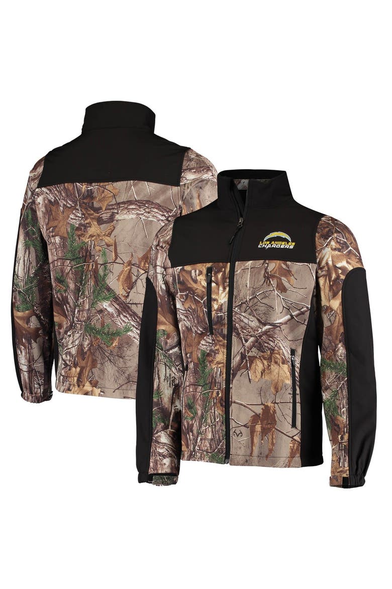Men's Dunbrooke Realtree Camo/Black Los Angeles Chargers Circle Hunter Softshell Full-Zip Jacket, Main, color, Realtree Camo