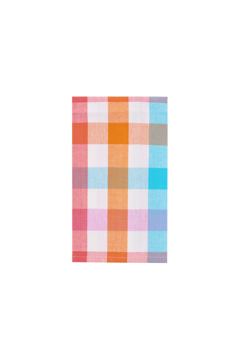 Spring Pastel Cabana Plaid Gingham Check Cotton Kitchen Dishtowel, Main, color, Pink
