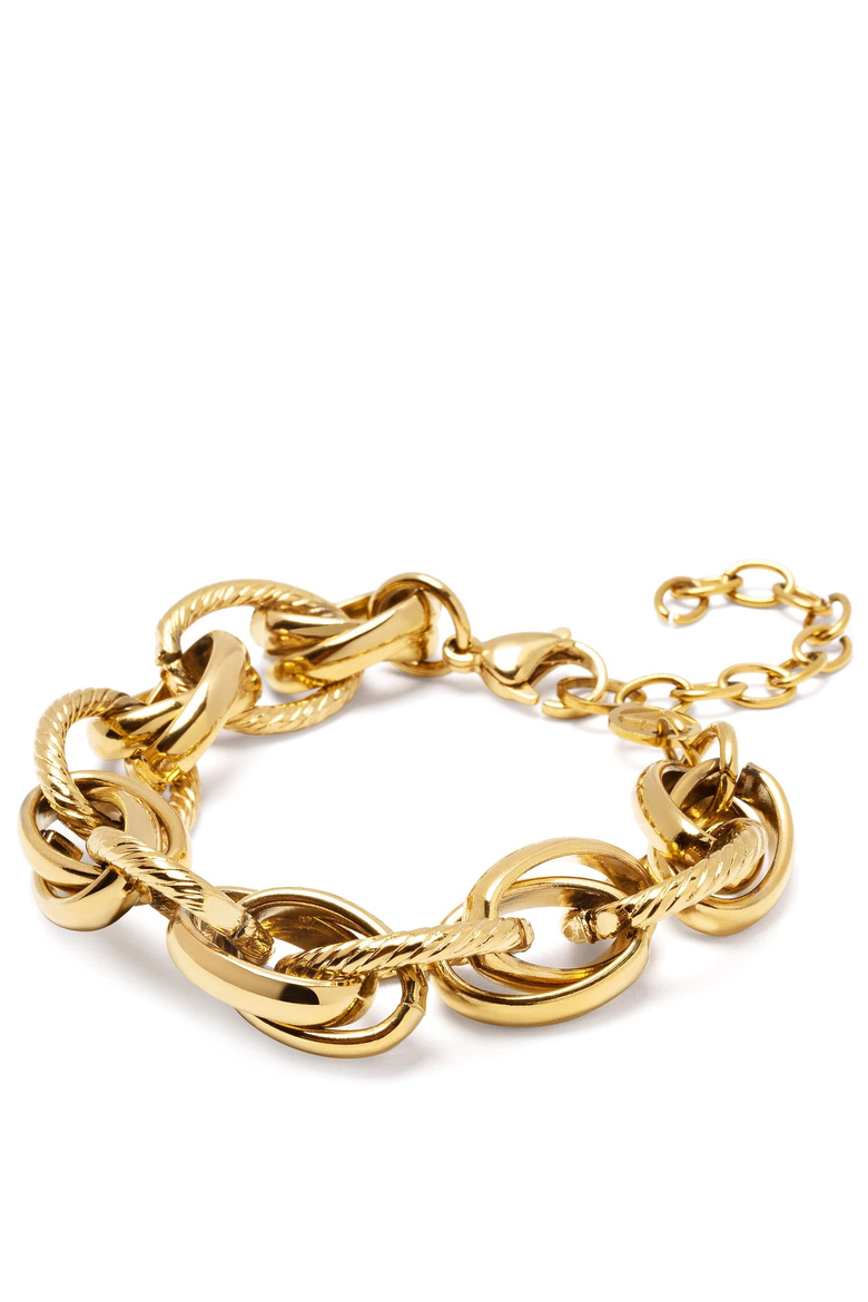 Mixed Link Statement Bracelet, Main, color, Gold
